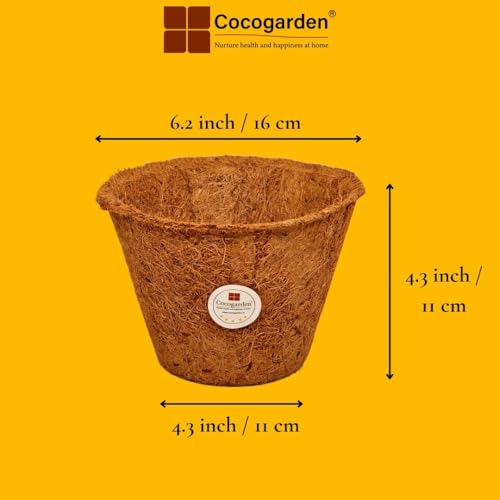 cocogarden Natural Coco Coir Pots Planters for Plants (6 inch, Pack of 5) - Image 2