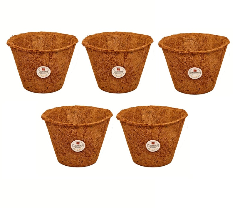 cocogarden Natural Coco Coir Pots Planters for Plants (6 inch, Pack of 5) - Image 1