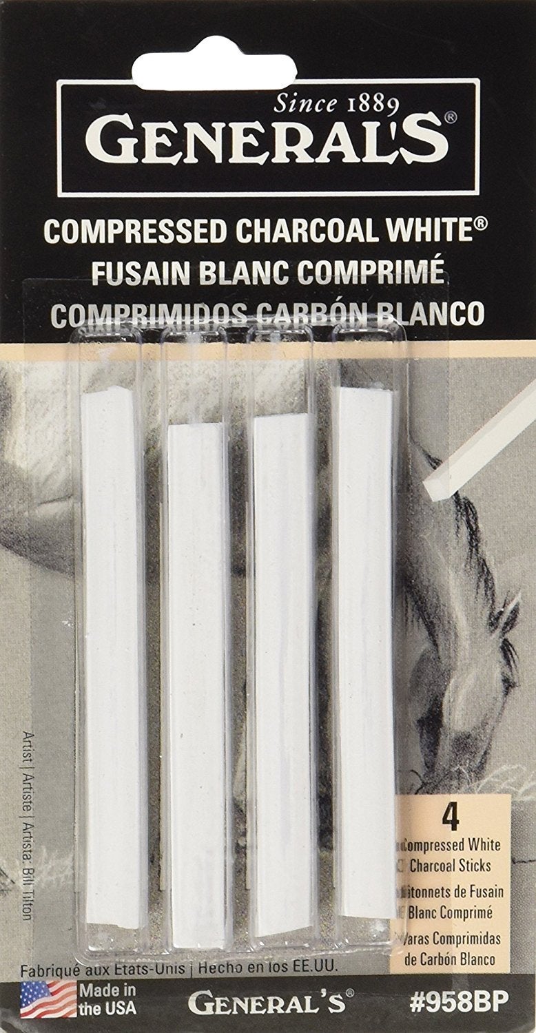 General's General Pencil 958BP WHT COMPRESED Charcoal EX.Smooth MED4PK, 1 Count (Pack of 1), White - Image 2