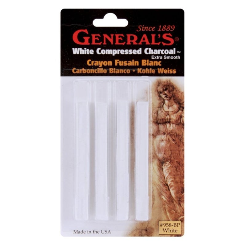 General's General Pencil 958BP WHT COMPRESED Charcoal EX.Smooth MED4PK, 1 Count (Pack of 1), White - Image 1