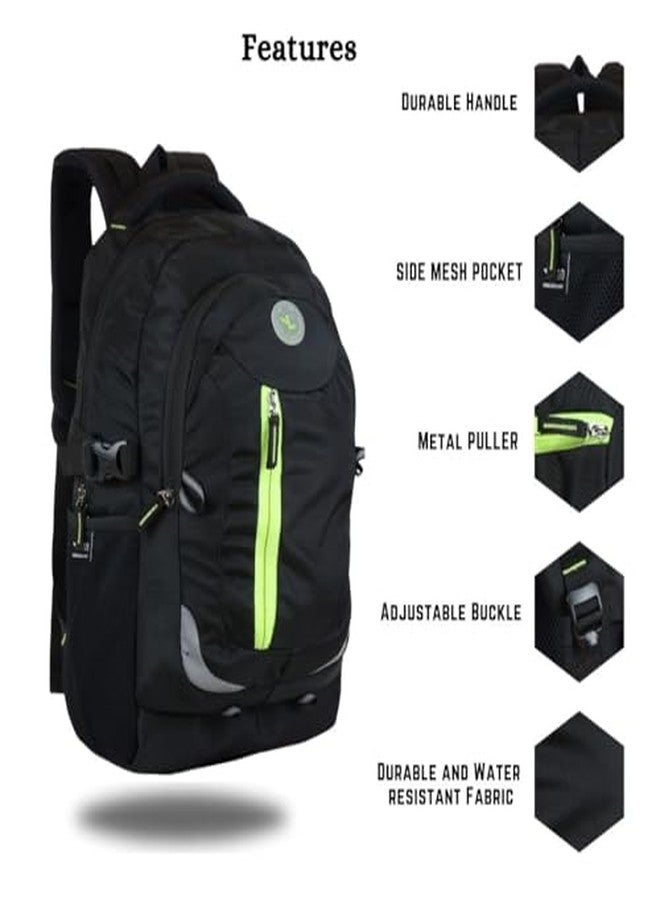Ligo 18 Inch Flourozip Backpack Bags for Boys & Girls | Suitable for 4th to Above Standard Kids (Black) - Image 4