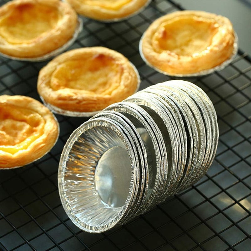 Vidillo Egg Tart Mold 150pcs Disposable Foil Trays Muffin Cases Egg Tart Tins Mince Pie Foil Cake Cases Pudding Cake Cookie Mold Lined Mould Pastry Dish Aluminium Mold Cups Cases Tin Pans for Wedding Birthday - Image 4