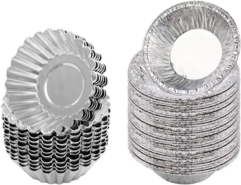 Vidillo Egg Tart Mold 150pcs Disposable Foil Trays Muffin Cases Egg Tart Tins Mince Pie Foil Cake Cases Pudding Cake Cookie Mold Lined Mould Pastry Dish Aluminium Mold Cups Cases Tin Pans for Wedding Birthday - Image 1