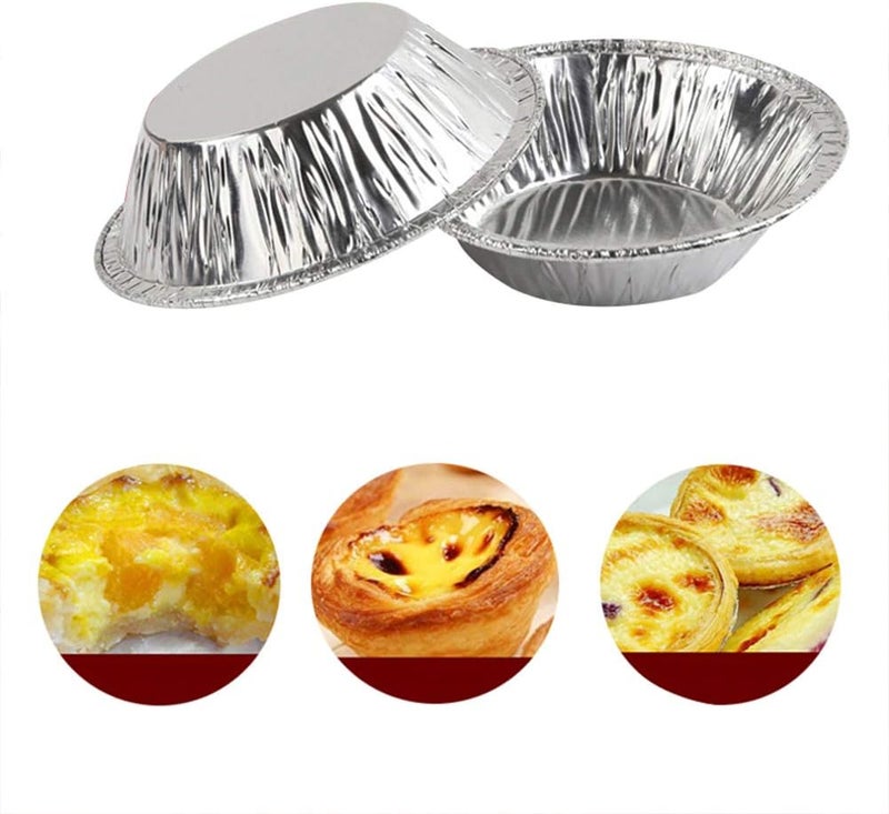 Vidillo Egg Tart Mold 150pcs Disposable Foil Trays Muffin Cases Egg Tart Tins Mince Pie Foil Cake Cases Pudding Cake Cookie Mold Lined Mould Pastry Dish Aluminium Mold Cups Cases Tin Pans for Wedding Birthday - Image 5