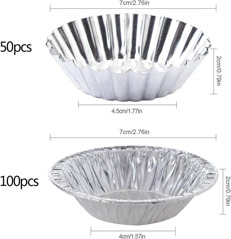 Vidillo Egg Tart Mold 150pcs Disposable Foil Trays Muffin Cases Egg Tart Tins Mince Pie Foil Cake Cases Pudding Cake Cookie Mold Lined Mould Pastry Dish Aluminium Mold Cups Cases Tin Pans for Wedding Birthday - Image 2