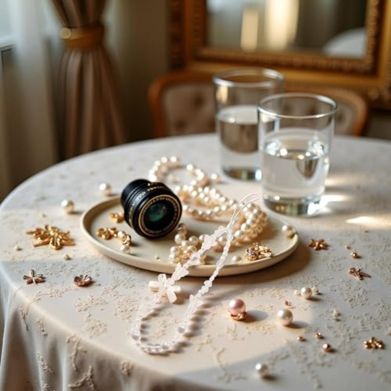 خلية بيضاء لطيفة، أقواس إبداعية لؤلؤية مطرزة بحزام معصم، سحر الخلية مطرز بحزام الهاتف المضاد لفقدان سلسلة مفاتيح سحرية قلادة تزيين المحفظة - Image 4