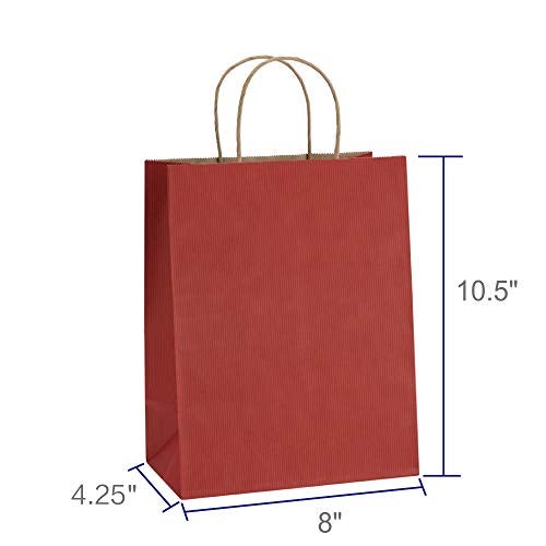 BagDream Gift Bags 8x4.25x10.5 Inches 25Pcs Red Kraft Paper Gift Bags with Handles Bulk, for Retail, Merchandise, Shopping, Recycled Paper Sacks - Image 2