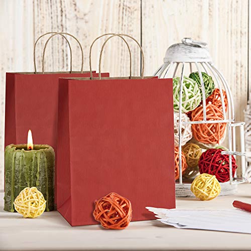 BagDream Gift Bags 8x4.25x10.5 Inches 25Pcs Red Kraft Paper Gift Bags with Handles Bulk, for Retail, Merchandise, Shopping, Recycled Paper Sacks - Image 4