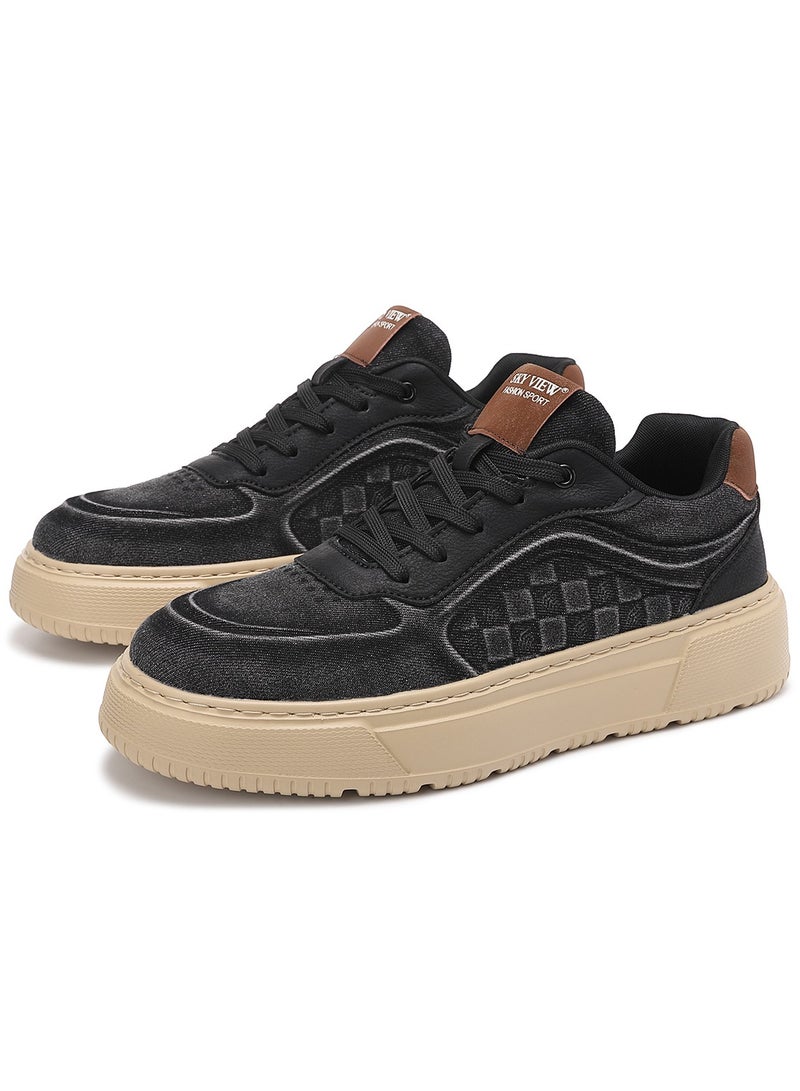 سكاي فيو أحذية SKY VIEW الرجالية العصرية من قماش الدنيم، أحذية كاجوال للرجال، أحذية رياضية خفيفة الوزن منخفضة الارتفاع، أحذية مشي خفيفة الوزن، مضادة للانزلاق - Image 1