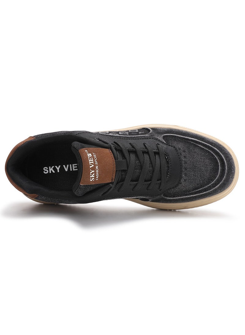 سكاي فيو أحذية SKY VIEW الرجالية العصرية من قماش الدنيم، أحذية كاجوال للرجال، أحذية رياضية خفيفة الوزن منخفضة الارتفاع، أحذية مشي خفيفة الوزن، مضادة للانزلاق - Image 5