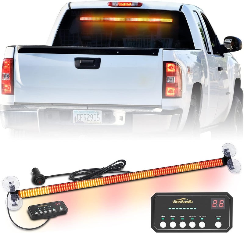 XRIDONSEN 35 Inch Traffic Advisor Light Bar with 144 LED Amber Red Strobe Lights - Image 1