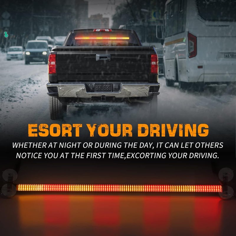 XRIDONSEN 35 Inch Traffic Advisor Light Bar with 144 LED Amber Red Strobe Lights - Image 2