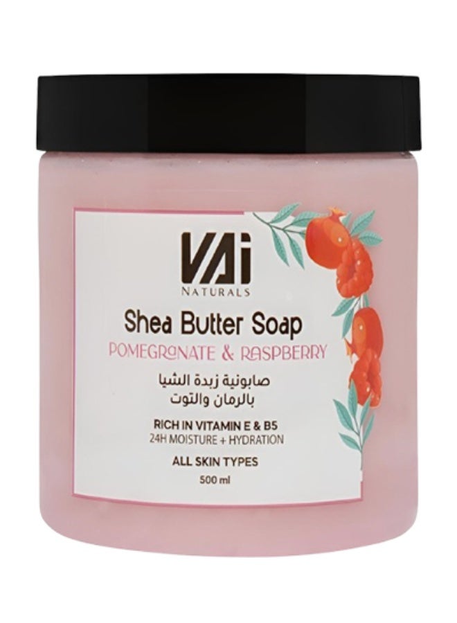 VAI 2 Pieces Shea Butter Soap Pomegranate And Raspberry Rich In Vitamin E And B5 24 Hours Moisture And Hydration All Skin Types 500ml - Image 2