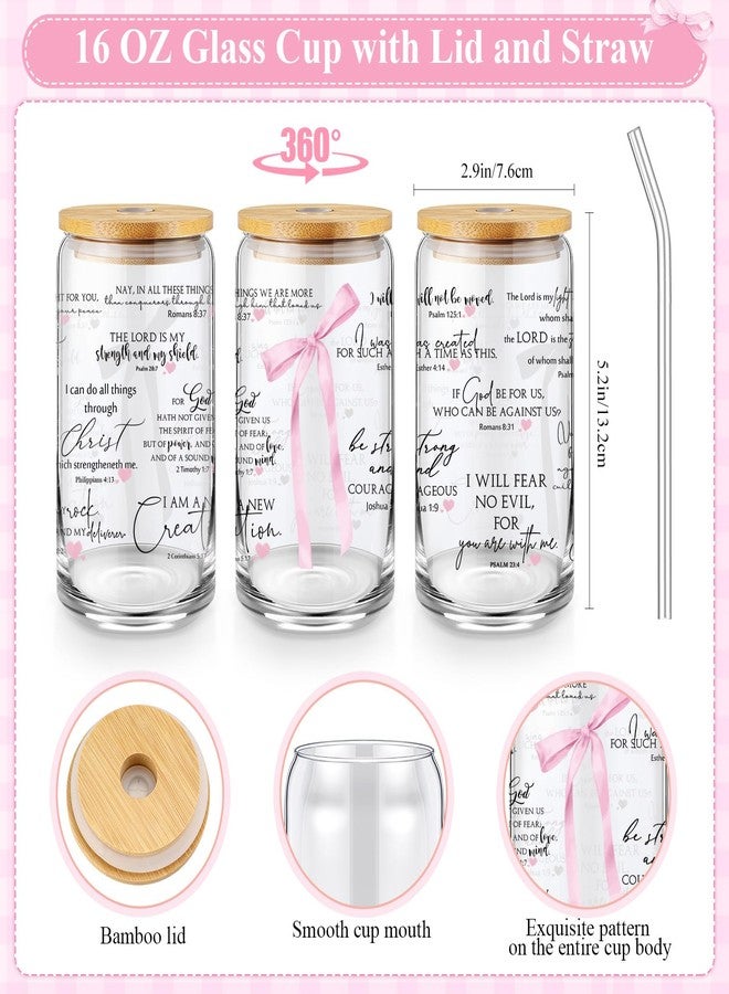 Skylety 6 Pcs Christmas Christian Gift Set for Women Includes Bible Journal Religious Pens Pink Bow Cosmetic Bag Glass Cup Pink Stuff Accessories Xmas Gifts for Women Mom Sunday School Teacher - Image 3