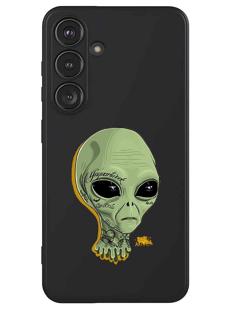 Theodor Protective Slim Fit Case Liquid Silicone Cover with Full Body Protection Anti-Scratch Shockproof Case For Samsung Galaxy S25 (Black) - alien - Image 1