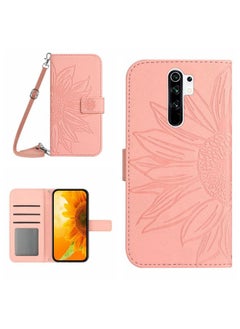 HuHa Case Cover For Xiaomi Redmi 9 / POCO M2 Skin Feel Sun Flower Pattern Flip Leather Phone Case with Lanyard Pink 