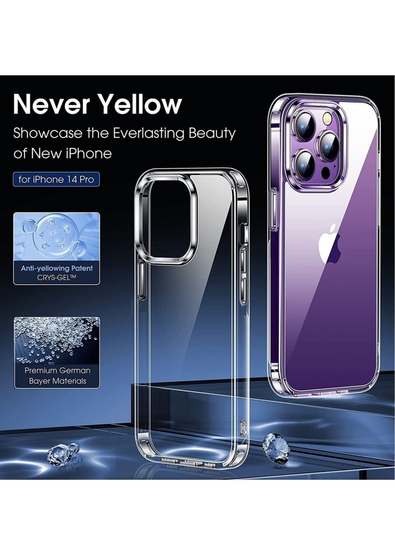 ELTRAZONE Clear Transparent iPhone 14 Pro (2022) Anti-Yellowing Military,Ultra-Thin,Shock Absorption Anti-Scratch Back Cover - Image 4