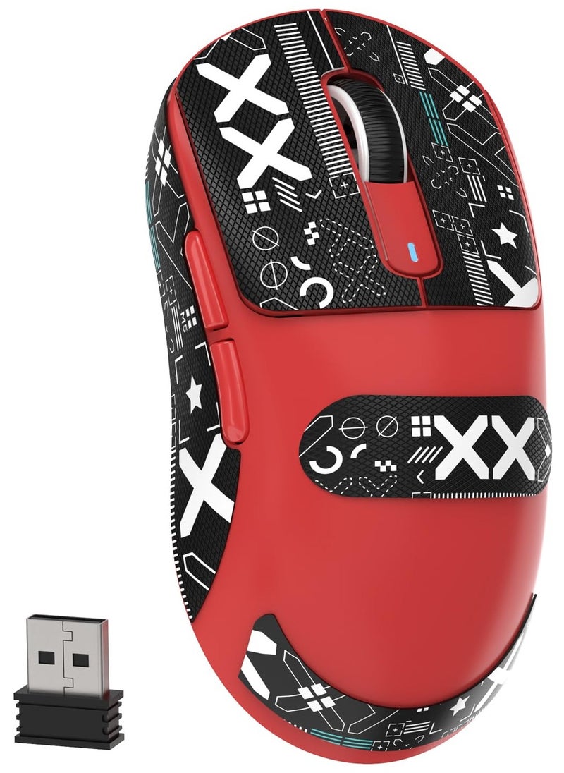 Attack Shark X3 Wireless Gaming Mouse, 49g Ultralight, PixArt PAW3395 26000 DPI, Bluetooth/2.4Ghz /Wired Tri-Mode, 200Hrs Rechargeable Battery, Kailh GM8.0 Switch for MAC/Win - Red&Tape  - Image 1