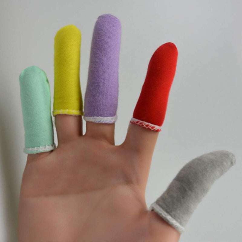 PRETYZOOM 50pcs Finger Cots Cotton Finger Guards Protective Fabric Finger Gloves Finger Protection Fingertip Cover Sleeves Random Color - Image 3