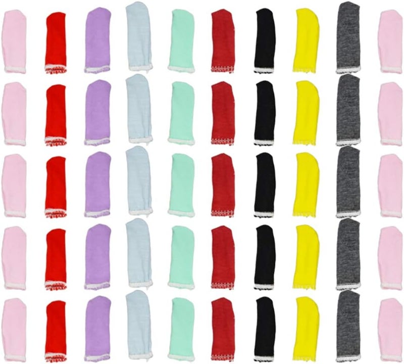 PRETYZOOM 50pcs Finger Cots Cotton Finger Guards Protective Fabric Finger Gloves Finger Protection Fingertip Cover Sleeves Random Color - Image 2