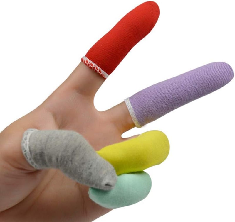 PRETYZOOM 50pcs Finger Cots Cotton Finger Guards Protective Fabric Finger Gloves Finger Protection Fingertip Cover Sleeves Random Color - Image 1