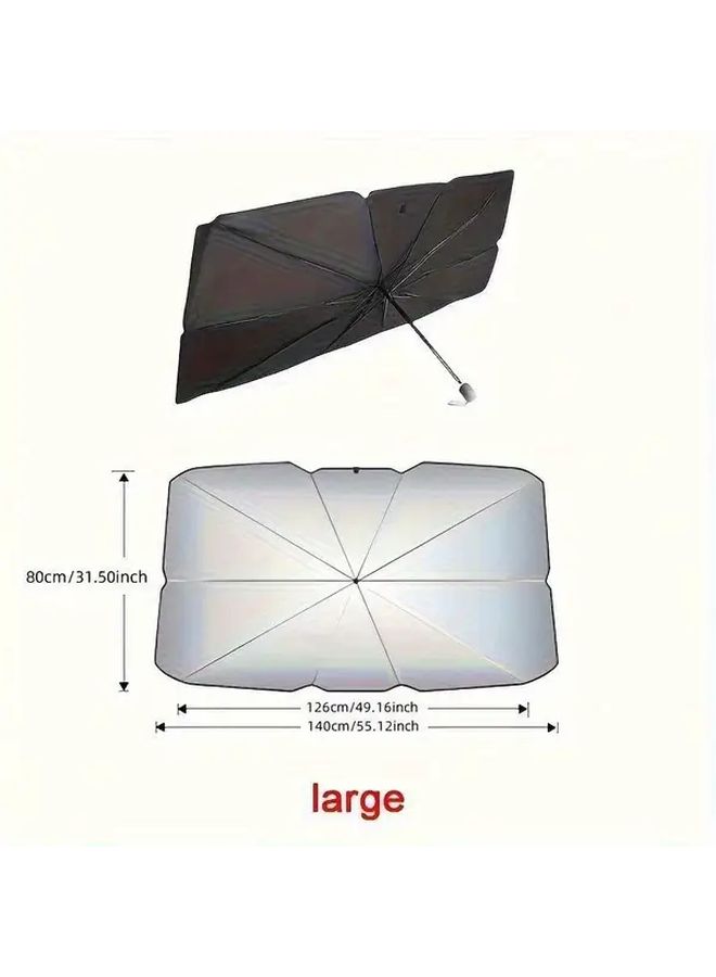Large Foldable Car Sunshade Heat Insulation Panel 55 12 Inch Silvery Universal Fit - Image 4