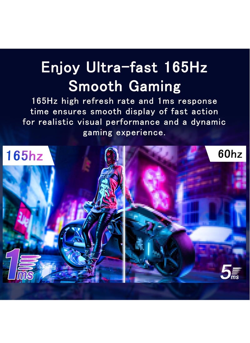 FlashHawk - 23.8" FHD Gaming Monitor 165Hz with LED Backlit,1920*1080 IPS Screen,1ms, 99%sRGB,DP HDMI USB AUDIO Port,75*75mm VESA Compatible - Image 1