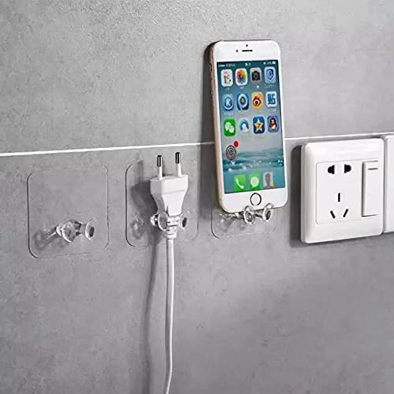 Hoppokart Adhesive Hook Multifunctional Power Plugs Socket Holder Free Socket Holder Hanger for Keys Towel Kitchen Items Pack of 10  - Image 2