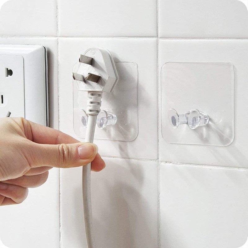 Hoppokart Adhesive Hook Multifunctional Power Plugs Socket Holder Free Socket Holder Hanger for Keys Towel Kitchen Items Pack of 10  - Image 1