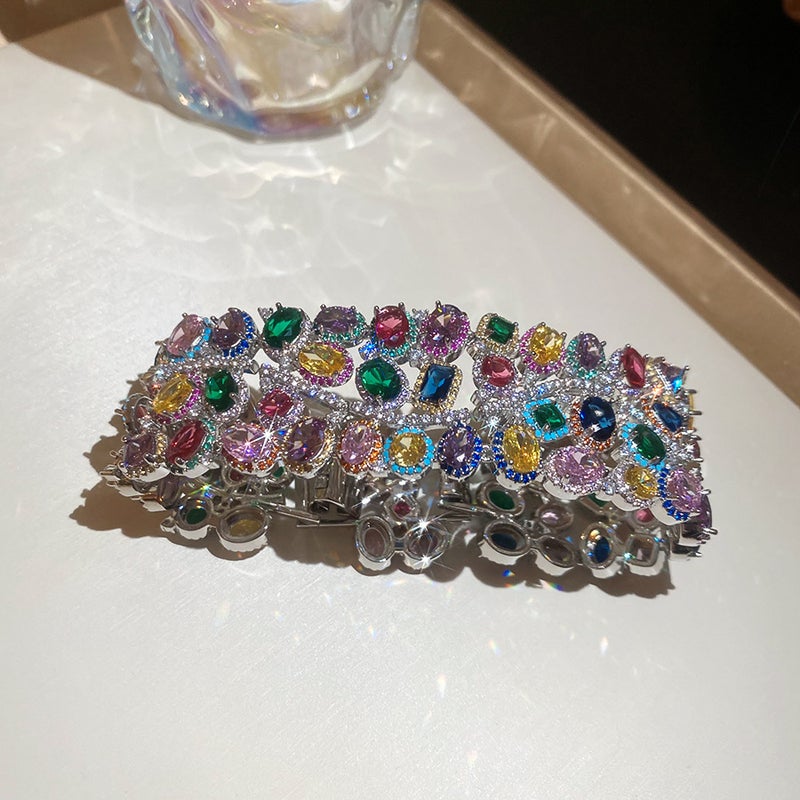 Monet Garden Oil Painting Colorful Gem Flower Water Drop Stud Earrings  Bracelet Set for Women