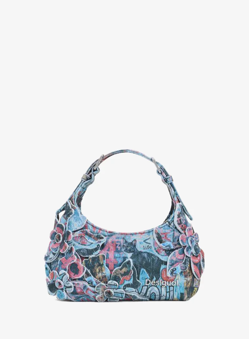 Small printed bag with appliques