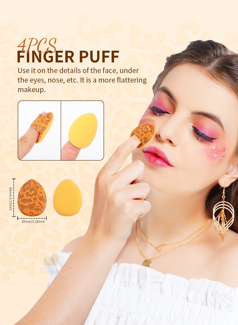 docolor Makeup Brushes 14Pcs Leopard Makeup Brush Set with 4pcs Makeup Puffs Premium Synthetic Powder Foundation Contour Blush Concealer Eye Shadow Blending Make Up Brush Kit  - Image 5