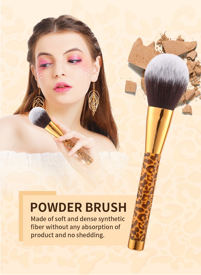 docolor Makeup Brushes 14Pcs Leopard Makeup Brush Set with 4pcs Makeup Puffs Premium Synthetic Powder Foundation Contour Blush Concealer Eye Shadow Blending Make Up Brush Kit  - Image 3
