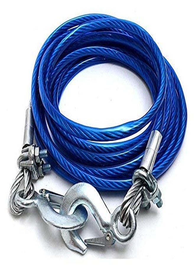 IMUU Stainless Steel Wire Tow Rope with 7Ton Capacity with Self Locking Hook | Tow Strap Rope for Heavy Duty Breakdown Recovery. (Color:-Blue) - Image 1
