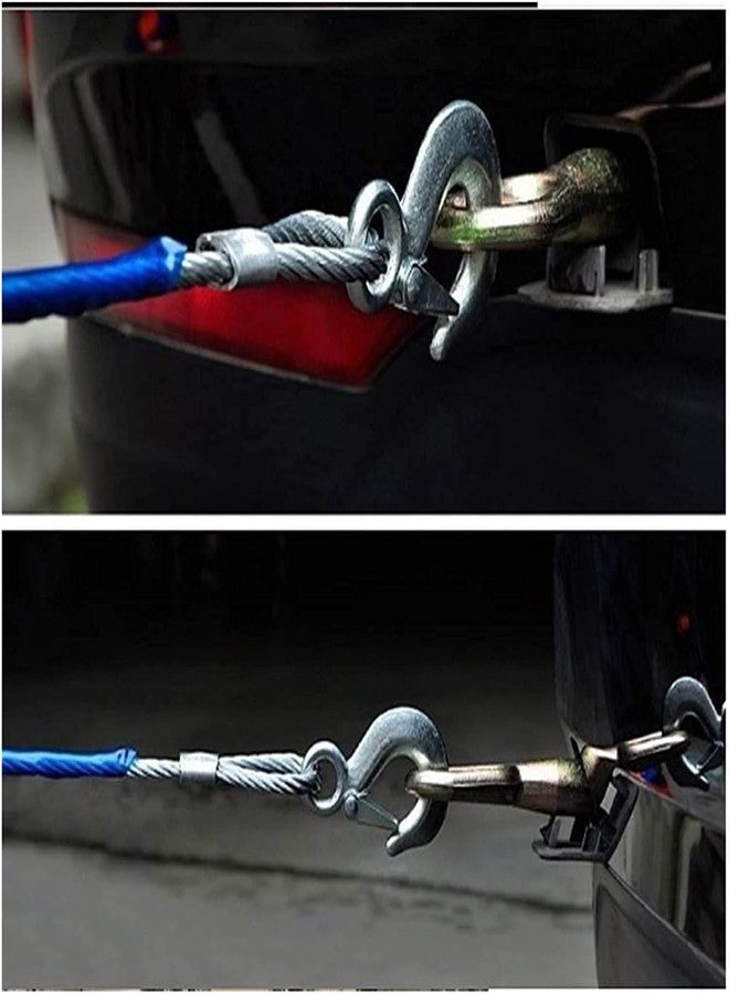 IMUU Stainless Steel Wire Tow Rope with 7Ton Capacity with Self Locking Hook | Tow Strap Rope for Heavy Duty Breakdown Recovery. (Color:-Blue) - Image 5