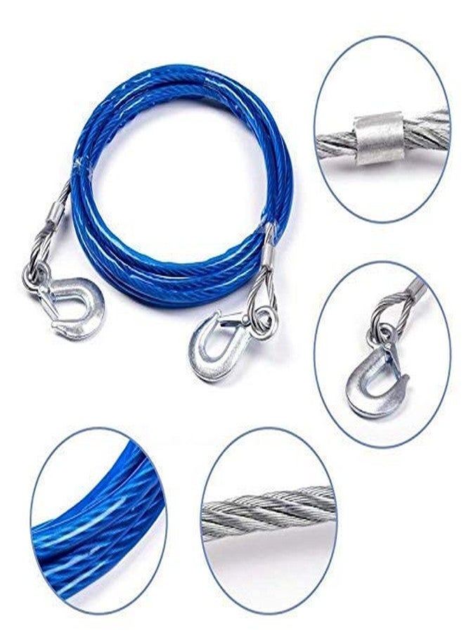 IMUU Stainless Steel Wire Tow Rope with 7Ton Capacity with Self Locking Hook | Tow Strap Rope for Heavy Duty Breakdown Recovery. (Color:-Blue) - Image 3