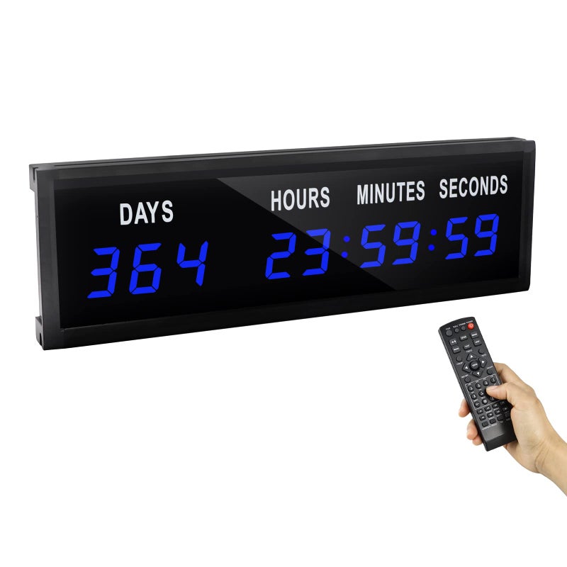 Jhering Jhering LED Countdown Clock with Remote Days Hours Minutes and Seconds Digital Wall Clock18 Blue 