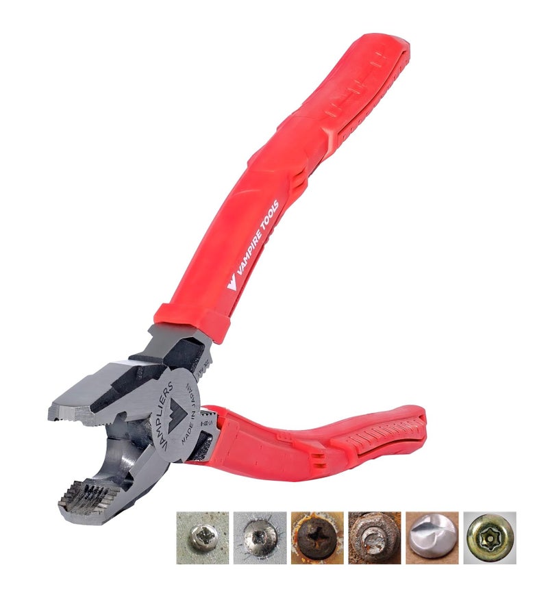 VAMPLIERS 8" Stripped Screw Extractor Linesman Pliers. Made in Japan. Time-Saving Heavy Duty Combination Pliers - Image 1