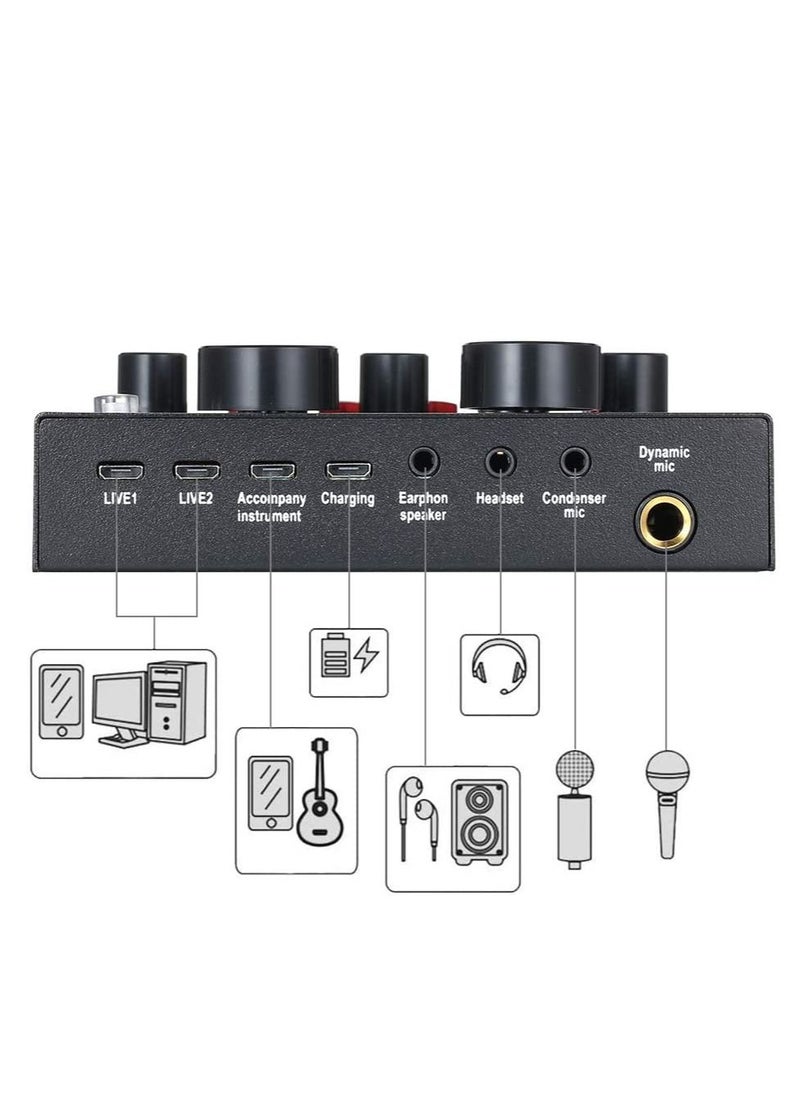 Generic Microphone,Live Sound Card & BM800 Suspension Microphone Kit Broadcasting Recording Condenser Microphone Set Intelligent Volume Audio Mixer Sound Card for Computer PC Live Sound  - Image 4