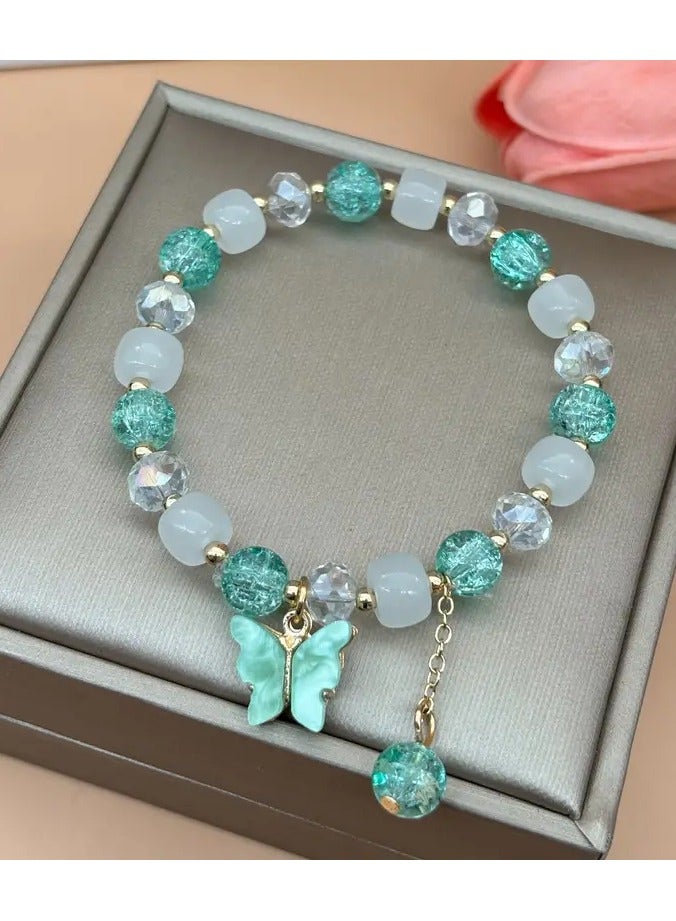 Home Clearance Sale [Popular Choice] 1pc Fashion Sparkling Butterfly Bracelet Colorful Glass Tassel Butterfly Bracelet Student Girlfriend Gift - Image 1