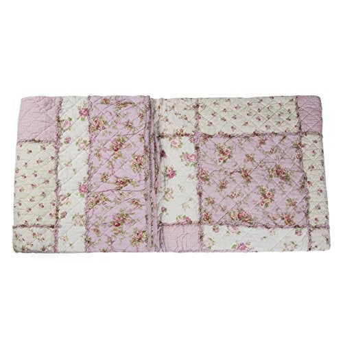 Comforbed بطانية لحاف قطنية 100% لحجم سرير توين/فول، غطاء سرير لطيف، لحاف عكسي مزخرف، بطانية مطبوعة زهرية لغرفة الفتيات باللون الوردي - Image 3