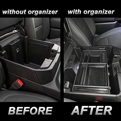 JKCOVER Center Console Organizer Tray Compatible with (2019-2024 2025) Chevy Silverado 1500/GMC Sierra 1500 and 2020-2025 Silverado/Sierra 2500/3500 HD - Full Console w/Bucket Seats ONLY，Black trim - Image 4