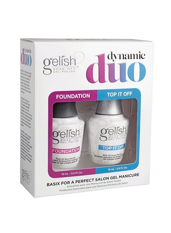 Gelish No Wipe Top Coat Base Coat Soak Off UV LED Drying Long Lasting Shiny Nail Varnish Set - Image 1