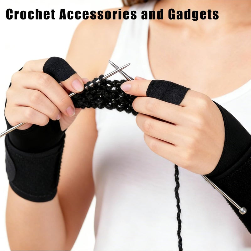 Weesdsio 2 Pack Ergonomic Crochet Hooks Gloves with 10 Pack Finger Sleeves Crochet Accessorie for Crochet Supplies for Crocheters - Image 2