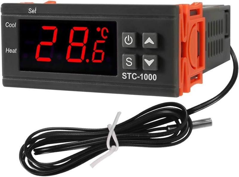 DORHEA Digital LCD Temperature Controller 10A DC 24V Thermostat STC-1000 1m NTC Sensor Thermostat Regulator Heater Cooler 2 Relay Output(24V) - Image 1