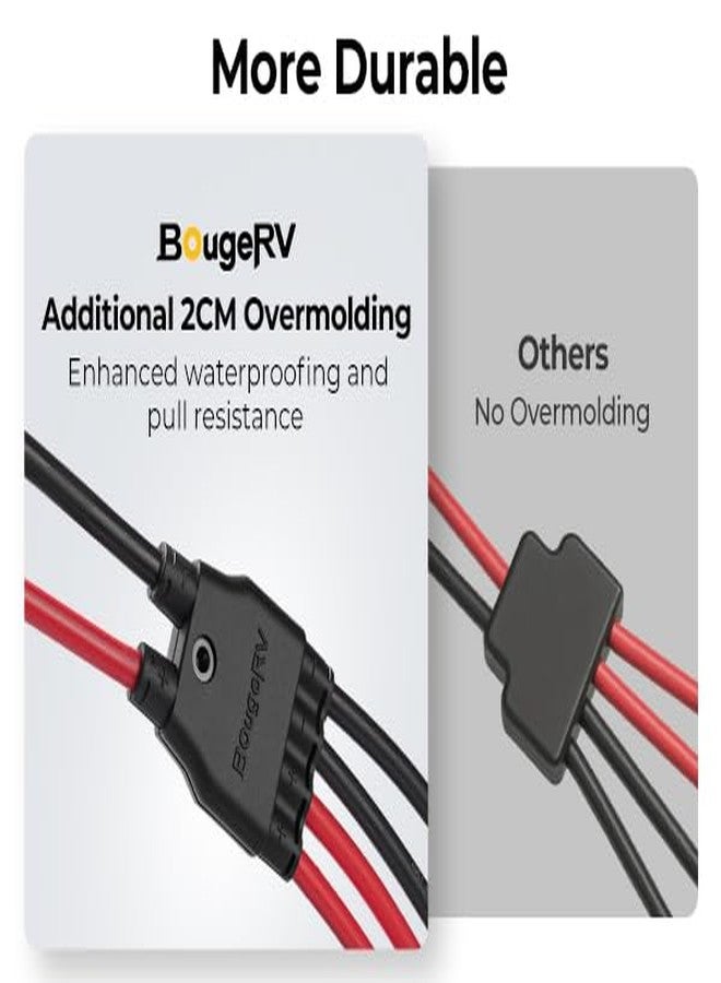 BougeRV Solar Parallel Connectors for 2 Solar Panels, 2 to 4 Y Branch 10AWG Adapter Splitter Cable Wire Plug PV Tool Kit, Waterproof (MFF/FMM) - Image 3