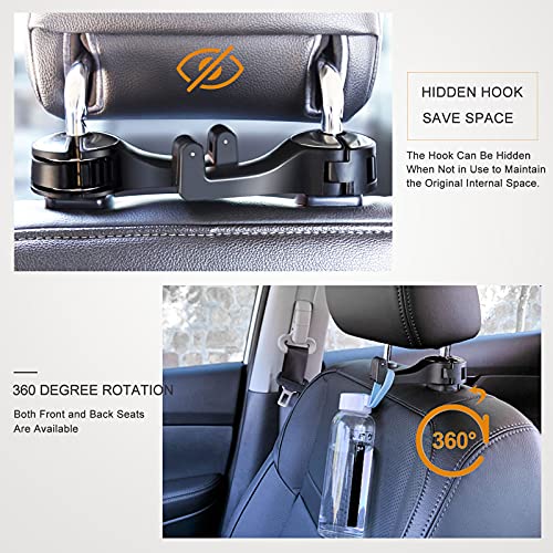 SCOVVORD Car Headrest Hook with Phone Holder, Universal 360 Rotation Headrest Hooks for Purses and Bags (Silver) - Image 5