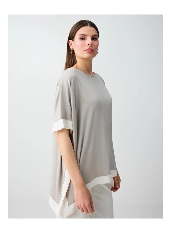 Jimmy Key Vizon Round Neck Low Shoulder Loose Fit Blouse.