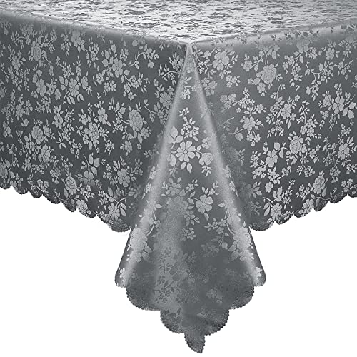 Smiry Rectangle Table Cloth, Waterproof Heavy Duty Vinyl Tablecloths, Wipeable Washable Table Cover for Kitchen and Dining Room (Grey, 60" X 84") - Image 1