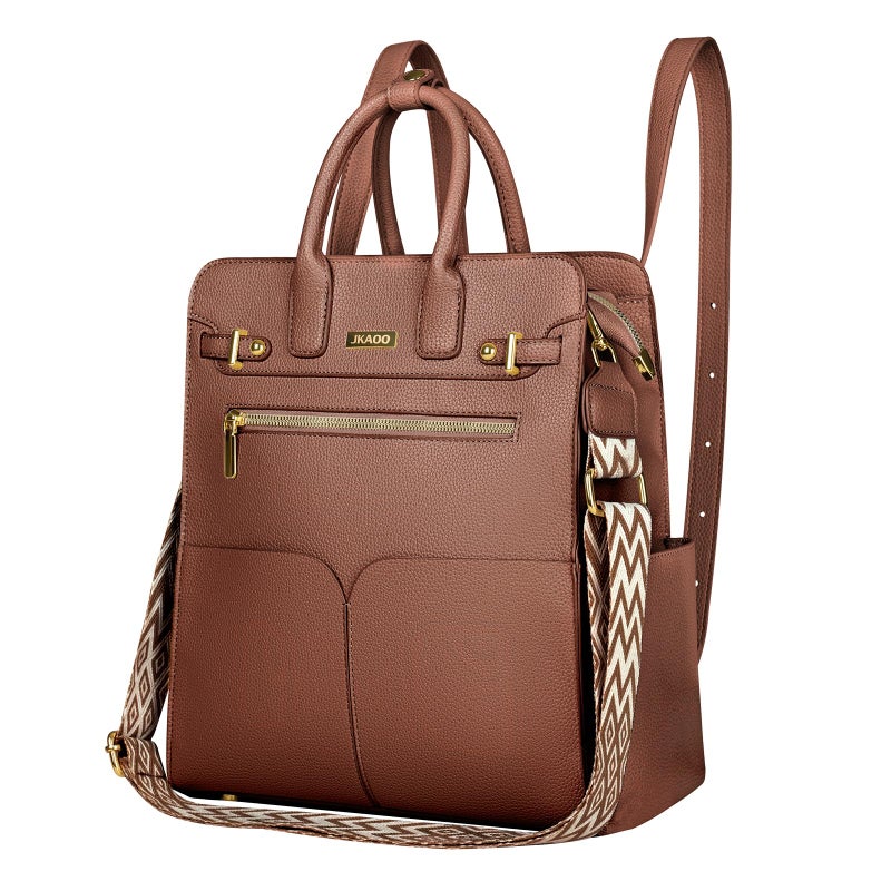 JKAOO Backpack Purse for Women PU Leather Travel Backpack, 4 in 1 Designer Convertible Backpack Purse with Removable Strap (Brown) - Image 1